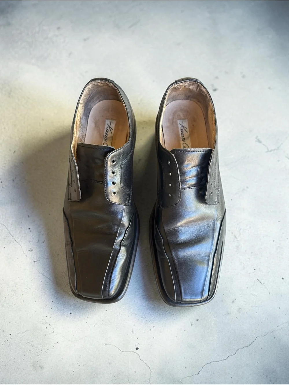 Kenneth Cole 040476 Black Leather Square Toe Dress Shoes Men's 9.5M